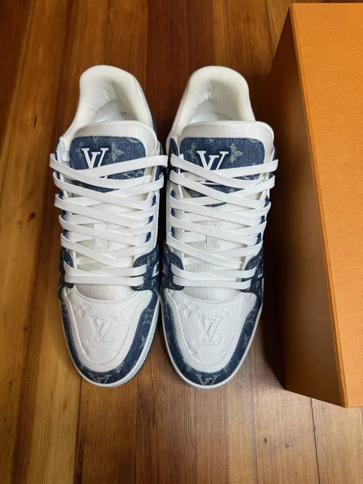 Louis Vuitton LV Trainer Monogram Denim White Blue - 3