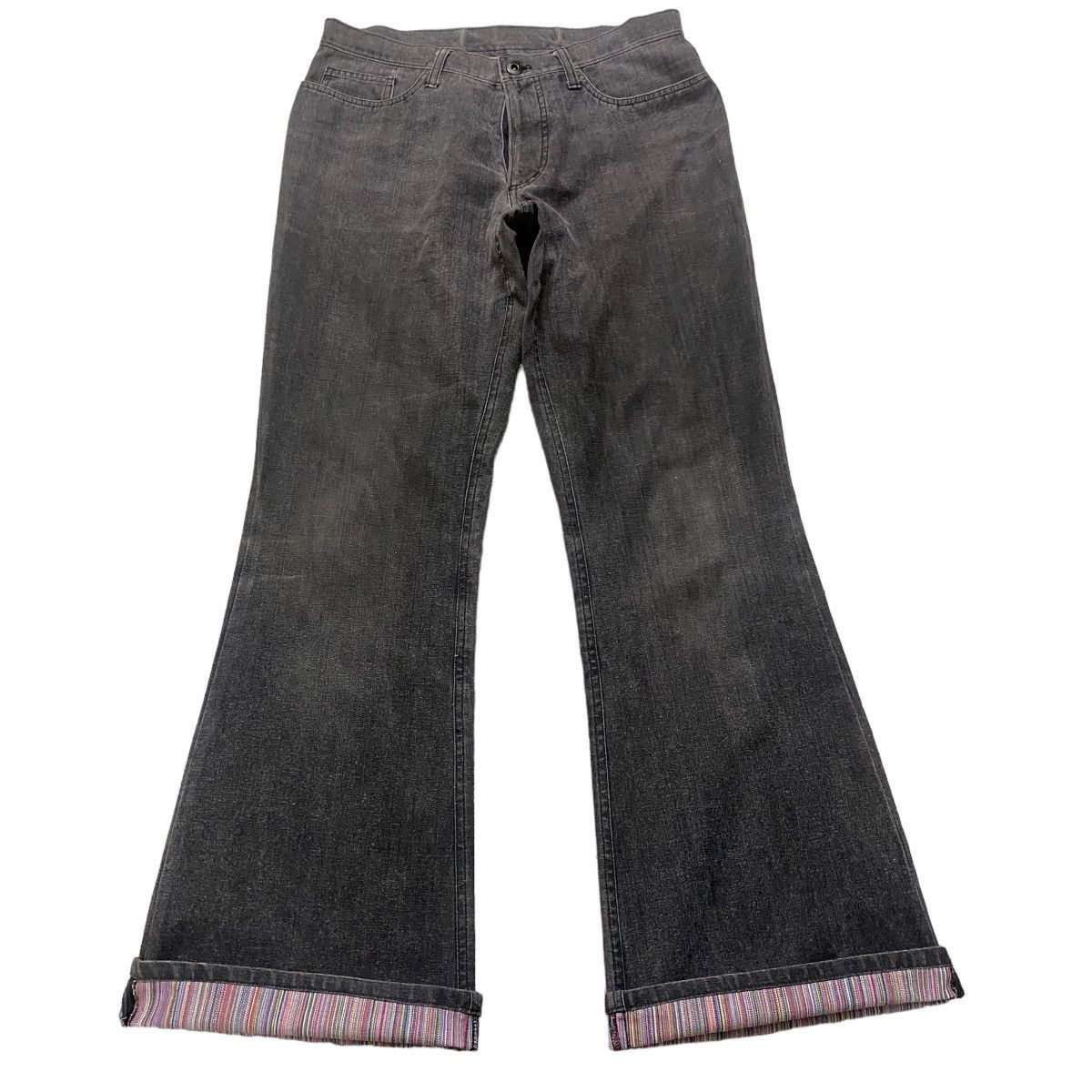 If Six Was Nine - DOMON HOMME Rainbow Super Flare Denim Jeans Faded Black - 1