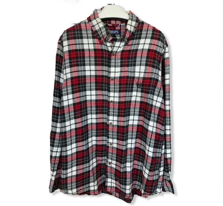 Chaps - Chaps Checked Plaid Tartan Flannel Shirt 👕 - 1