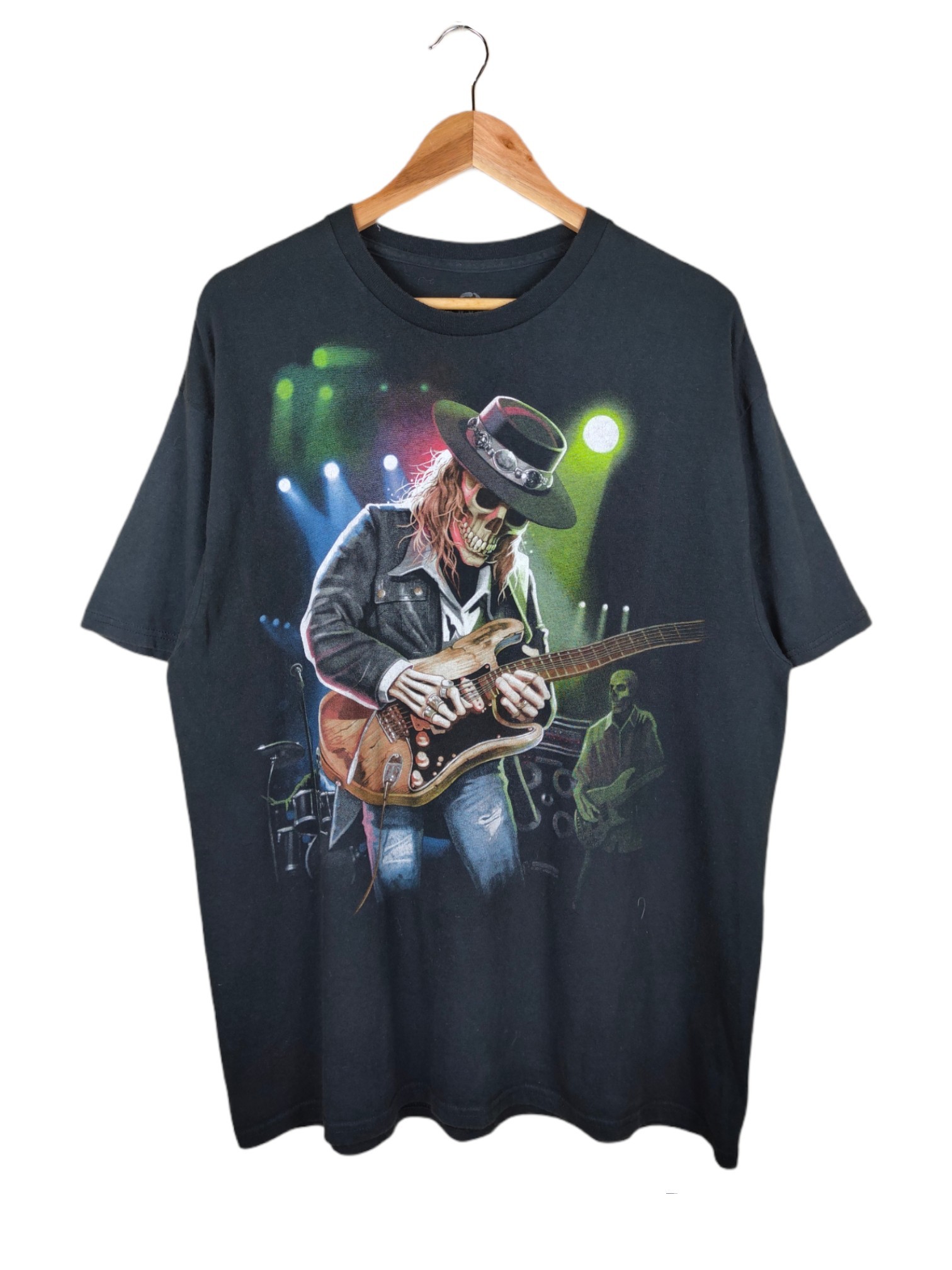 Rock Band - Liquid Blue Skeleton Playing Guitar Shirt - 1