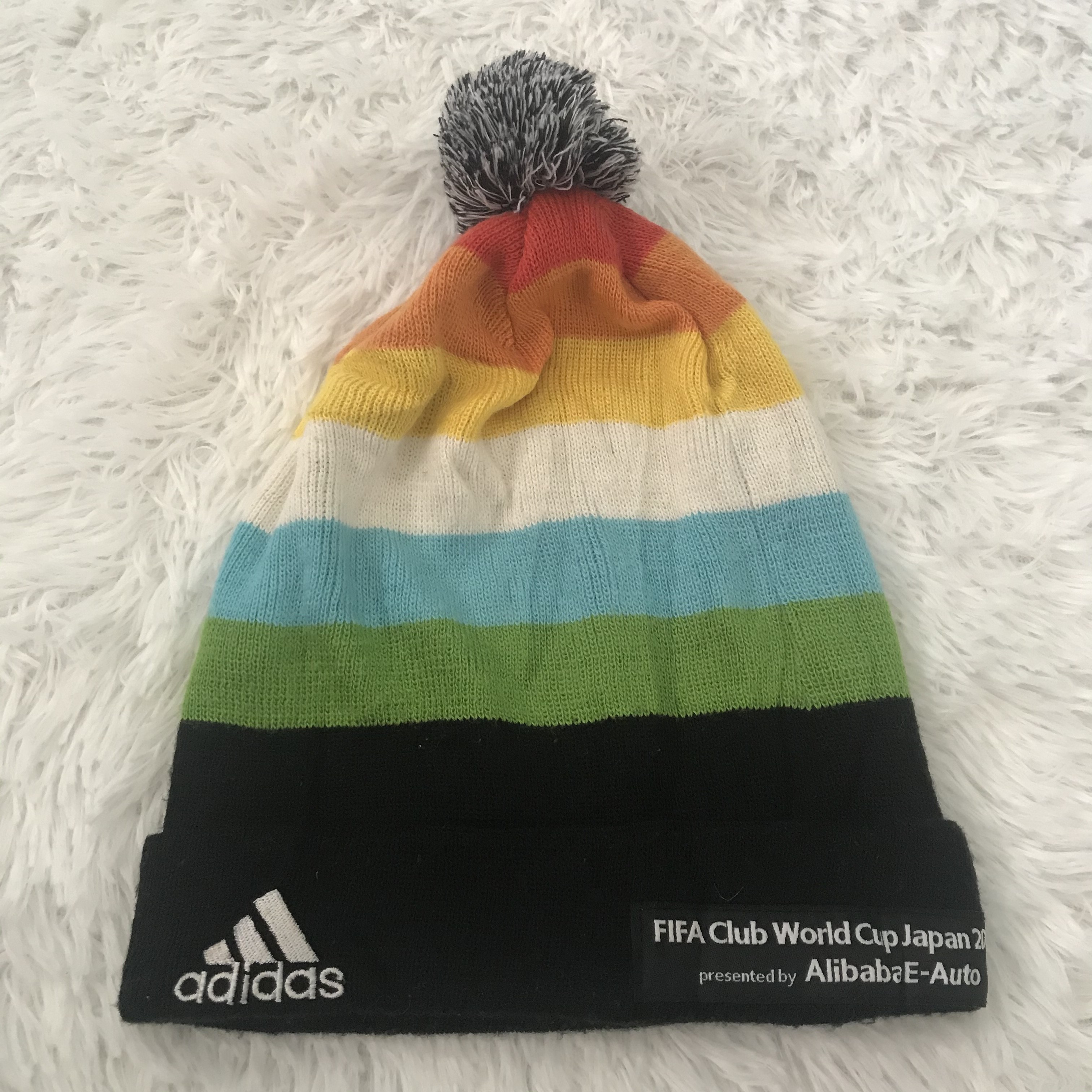Rare Fifa Club World Cup Japan 2016 x adidas 3 stripes big logo embroidery beanie hat - 1