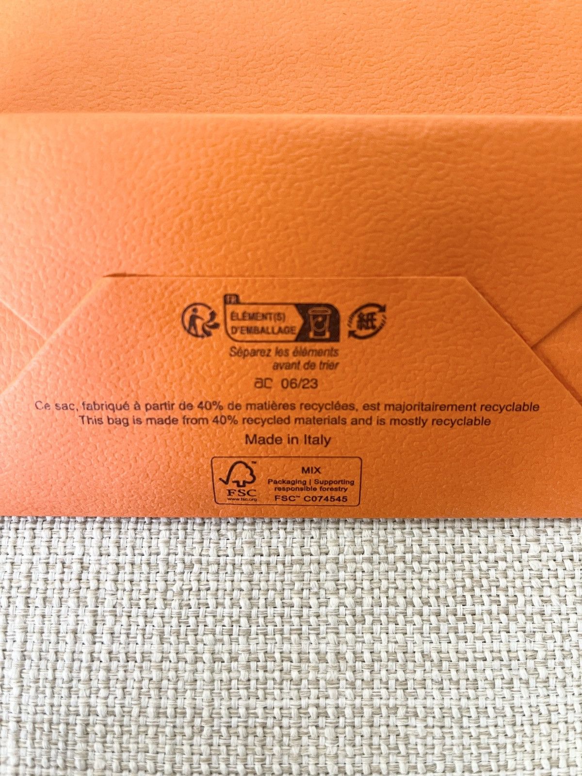 Authentic Hermes Orange Small Shopping Bag - 6