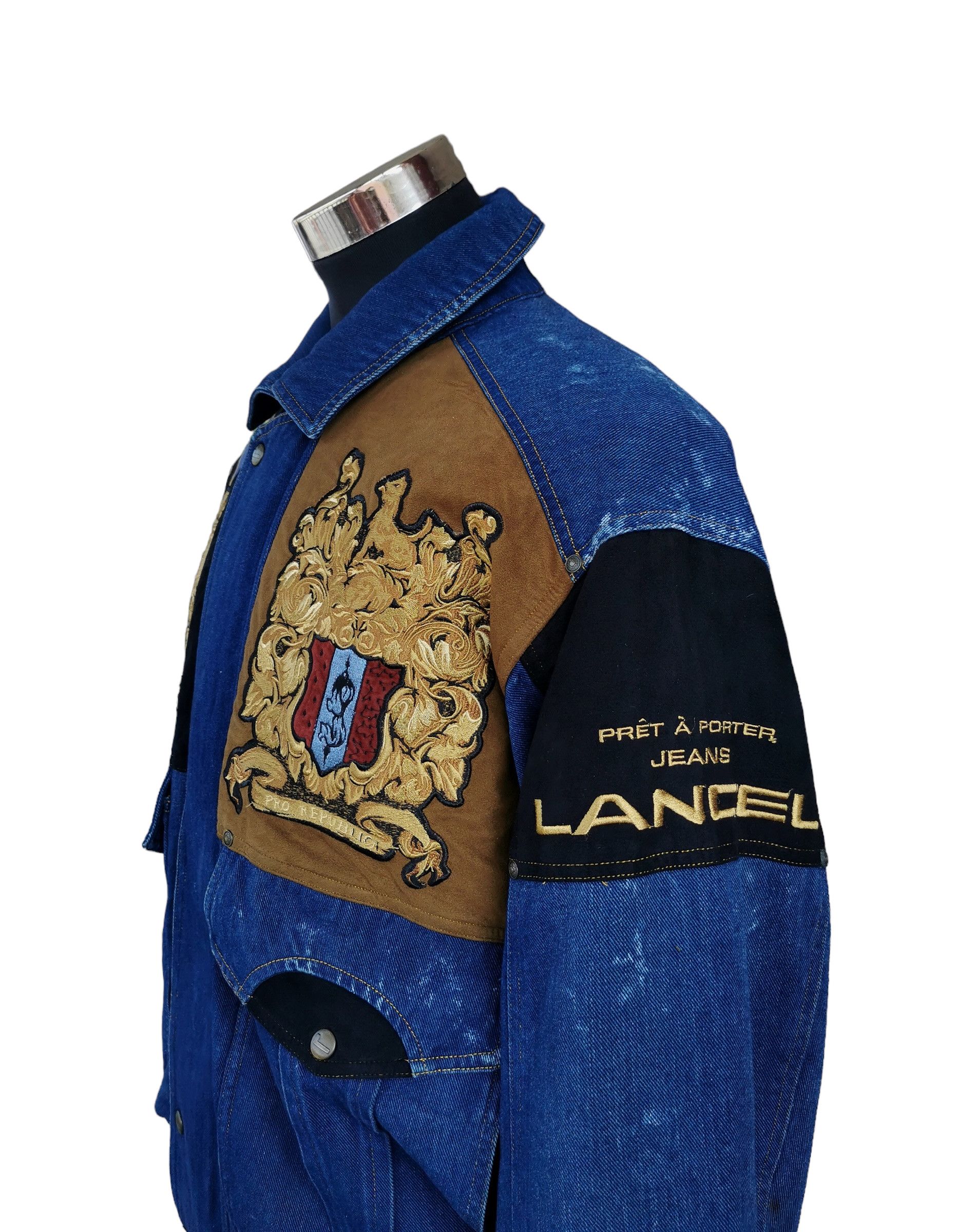 Vintage Lancel Paris Embroidery Patches Denim Jacket - 12