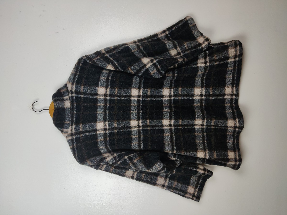 Made In Usa - Checkered Fleece Sweater Jacket Outerwear - 9