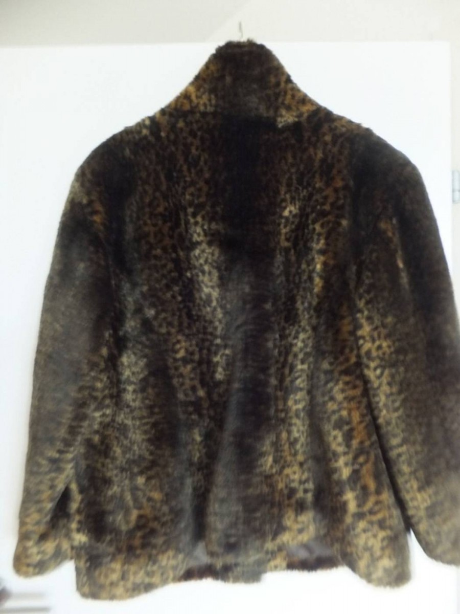 Vintage - faux fur leopard baby cat pattern coat size 50 52 - 10