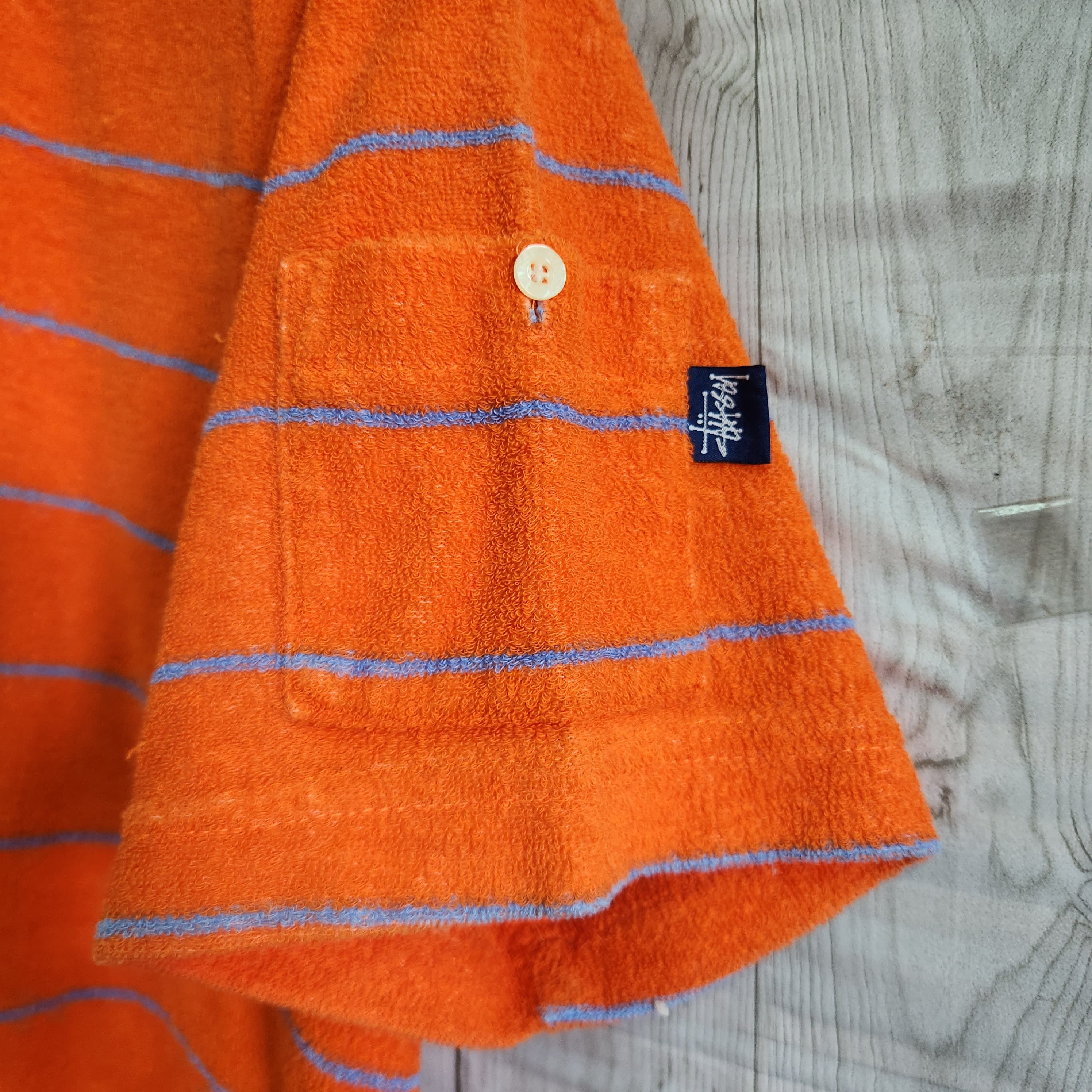 Vintage Stussy Rare Orange Stripes Arm Pocket TShirt - 7