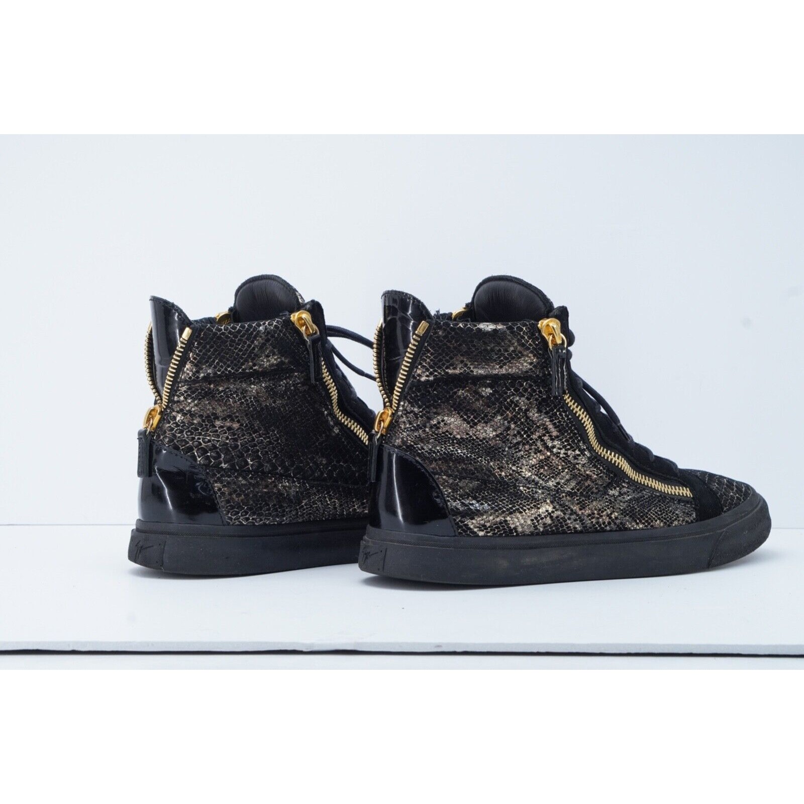 Giuseppe Zanotti Sneaker Boot Black Gold Snakeskin Double Zi - 9