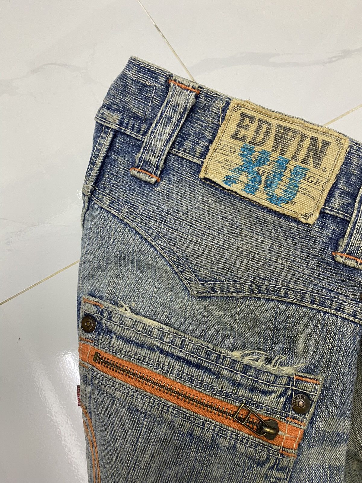 Archival Clothing - 🔥VINTAGE EDWIN BAGGY JEANS DISTRESSED DENIM RARE LGB STYLE - 9