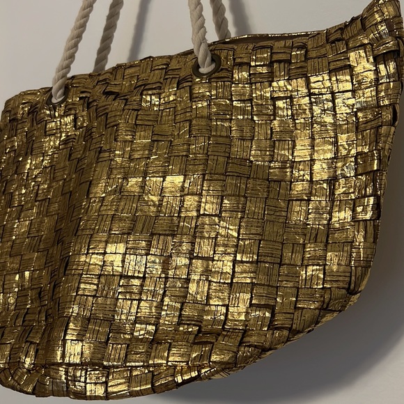 Metallic Cross-weave Beach Tote - 2