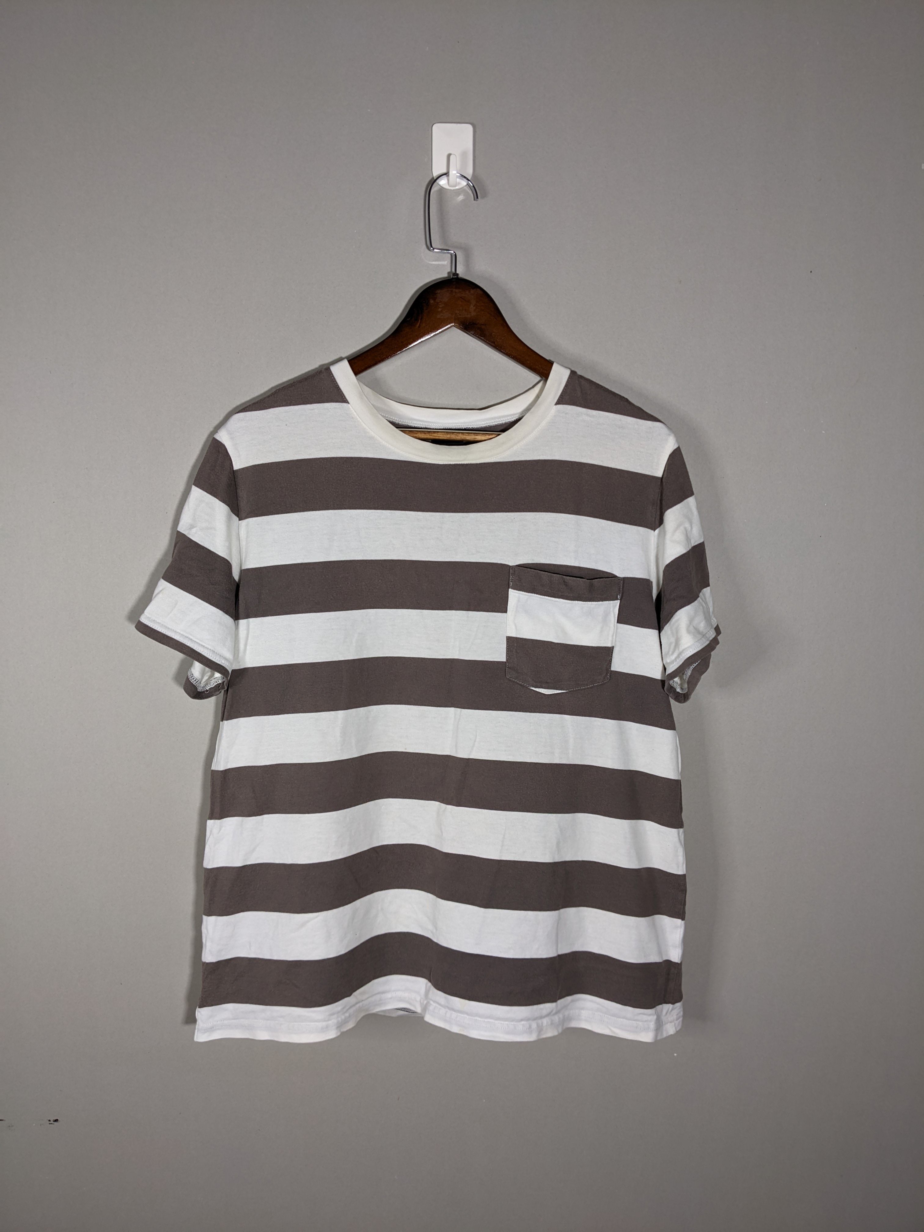 Number Nine Striped Gray White Pocket T-Shirt - 2