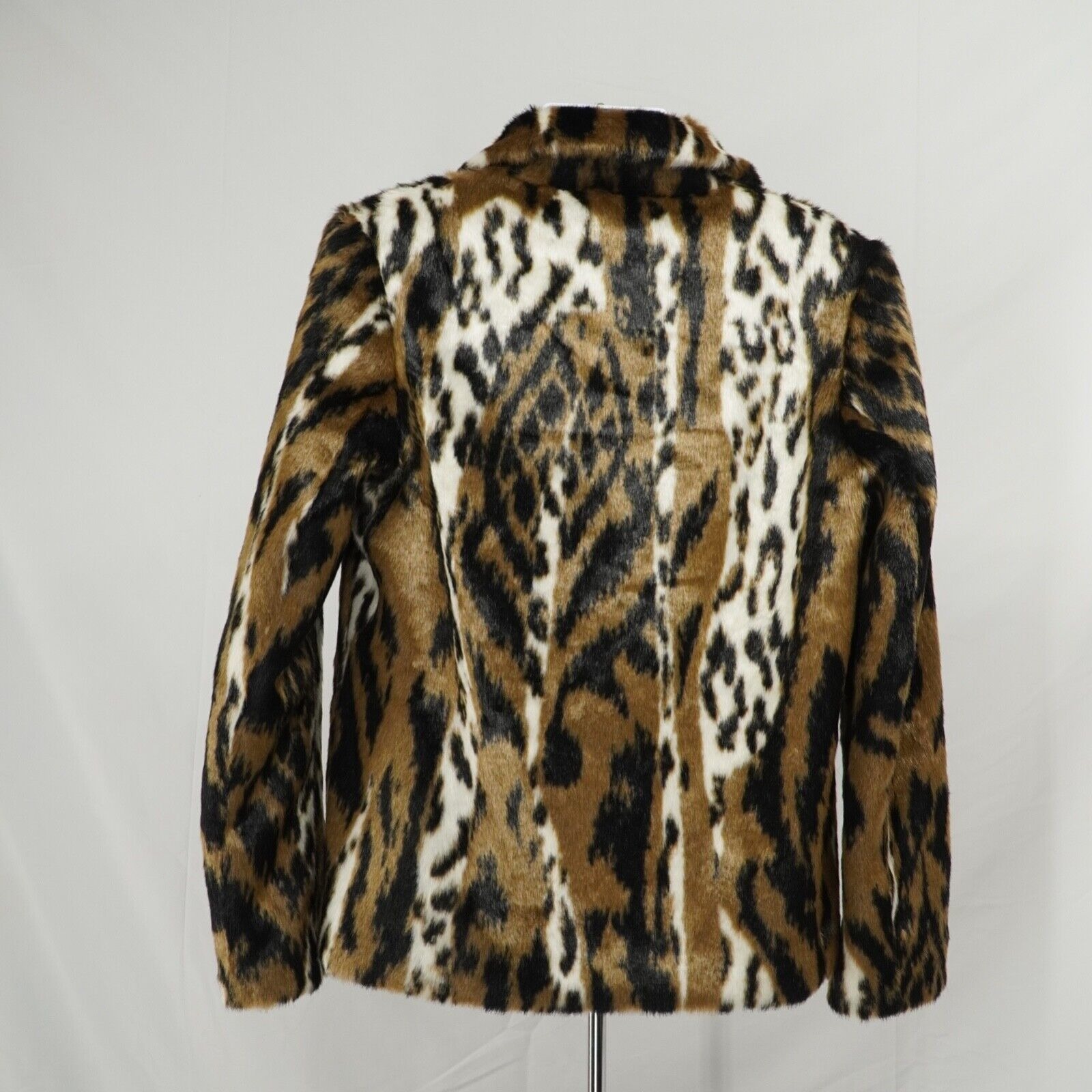 Neil Barrett Leopard Jacket Coat Tan and White Faux-Fur Eco - 8
