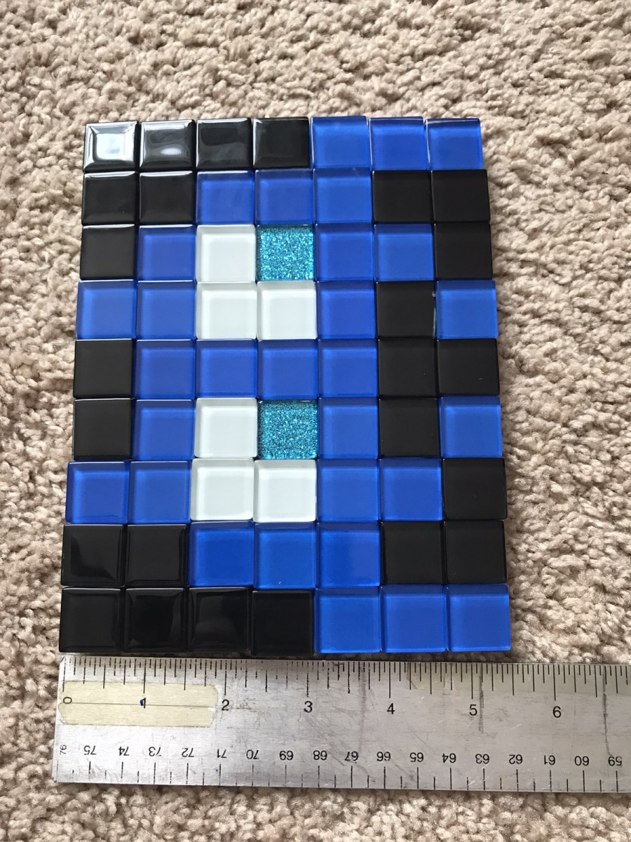 Art - Space invader glass mosaic art set blue & red - 8