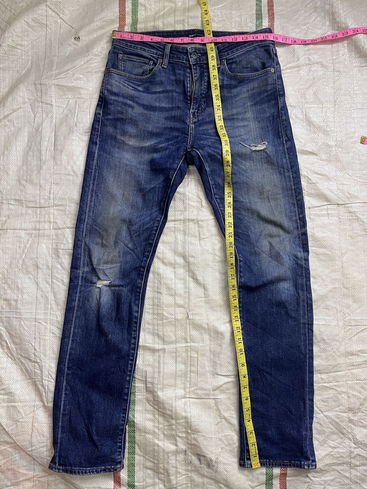 Levis Made & Crafted Blue Label Distressed Denim Jeans - 4