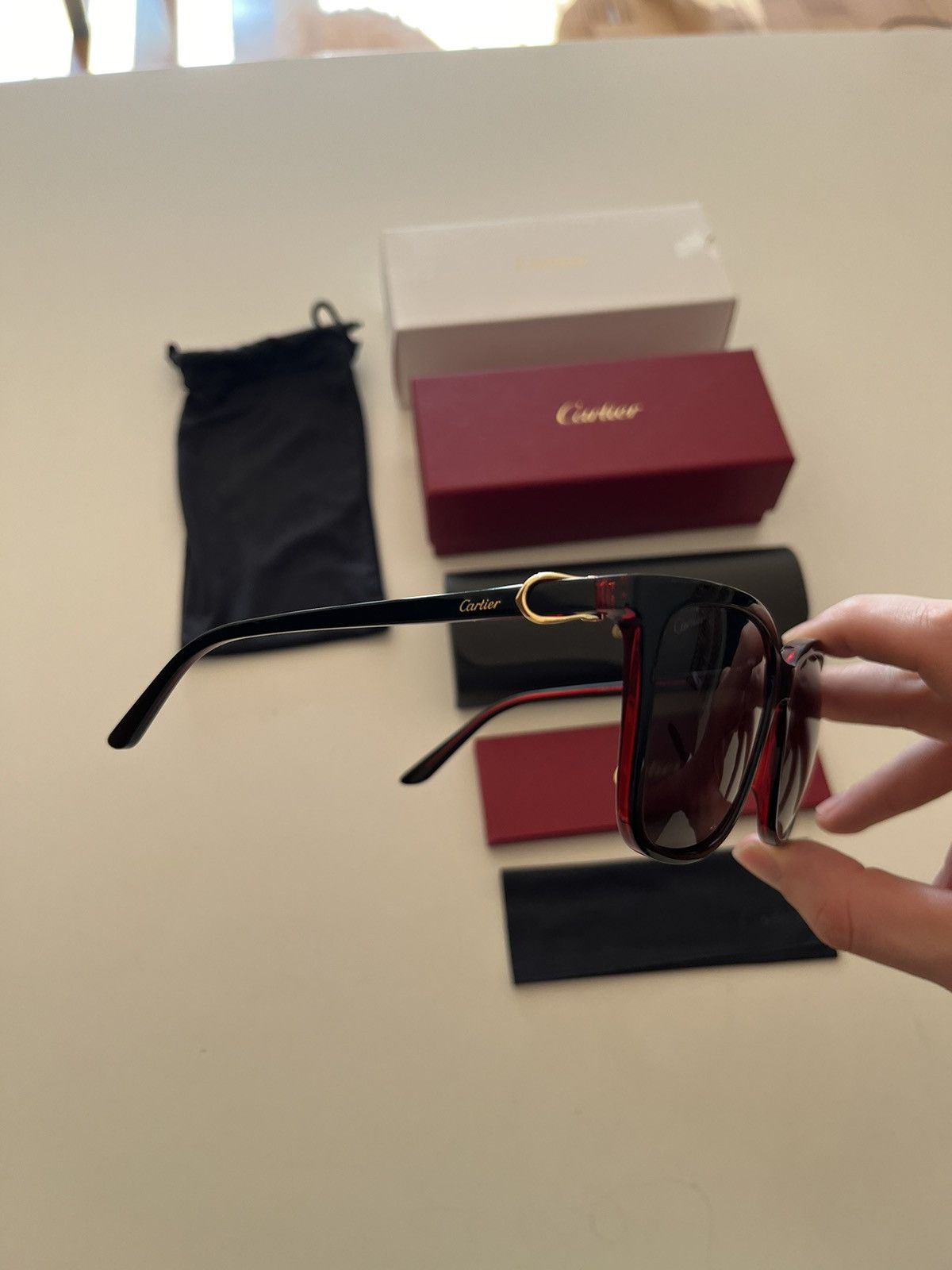 NIB - Cartier Black and Red Acetate Sunglasses - 3