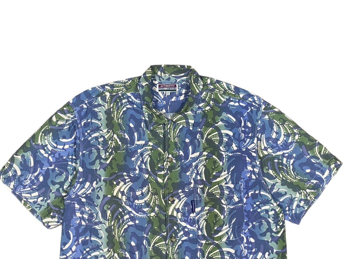 Vtg🔥Authentic Nigel Carbourn Paterned Flower Hawaii Shirt - 3