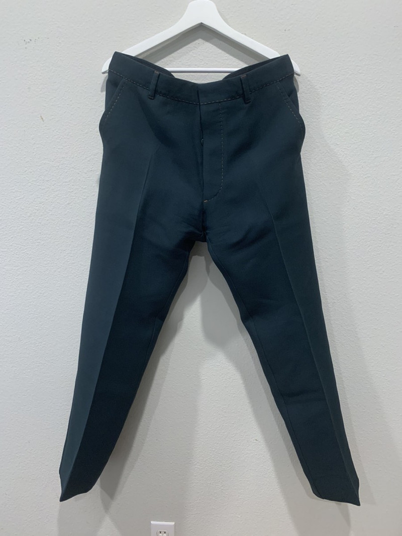 Deep emerald green wool/silk pleated trousers 52 - 1