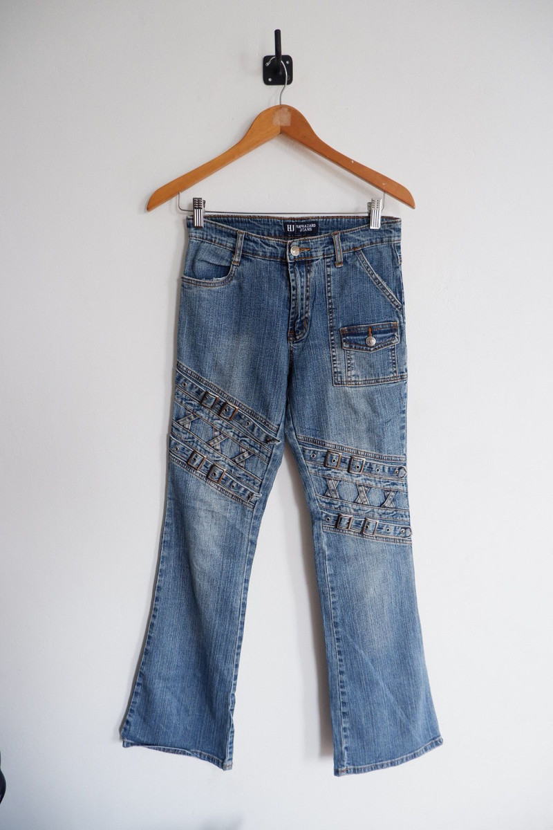 If Six Was Nine - Vintage Mudwash HAPHAZARD Bondage Flared Jeans - 1