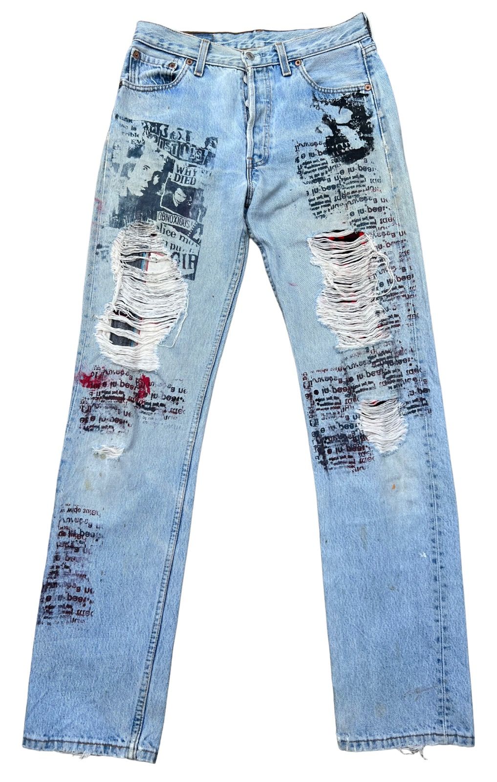 Rare🔥Vintage 90s Levis 501 Patchwork Distressed Ripped Jeans - 2