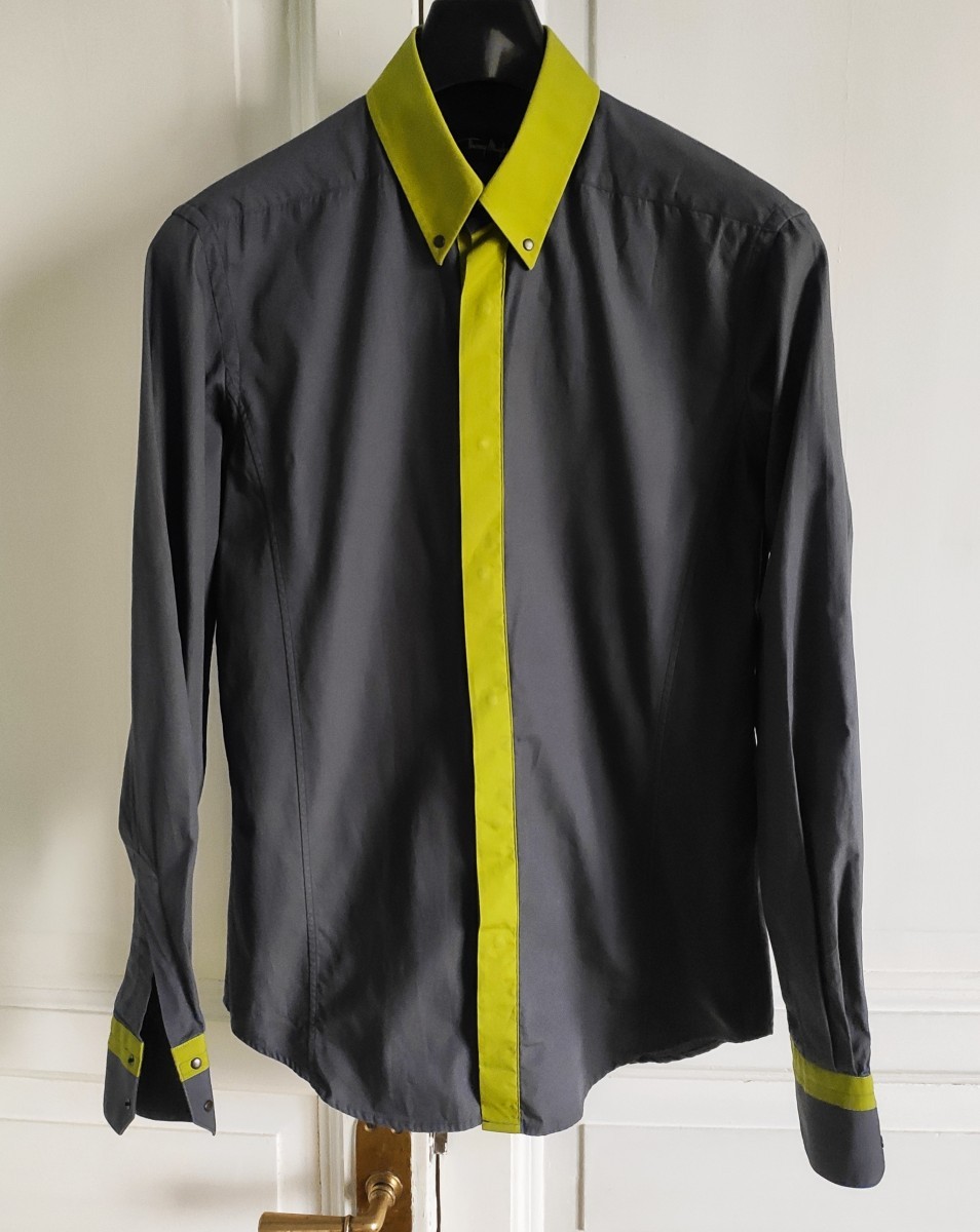 Thierry Mugler - GRAIL! Snap fastening contrast shirt.Like Gaultier or Dior - 1