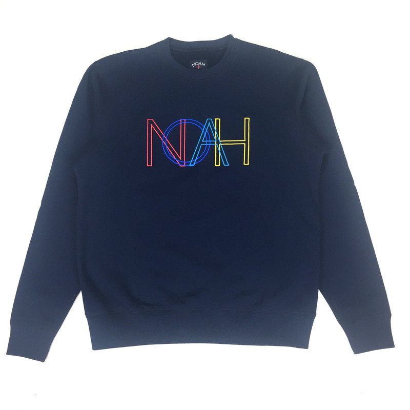 Noah Navy Retro Logo Embroidered Sweatshirt DS - 1