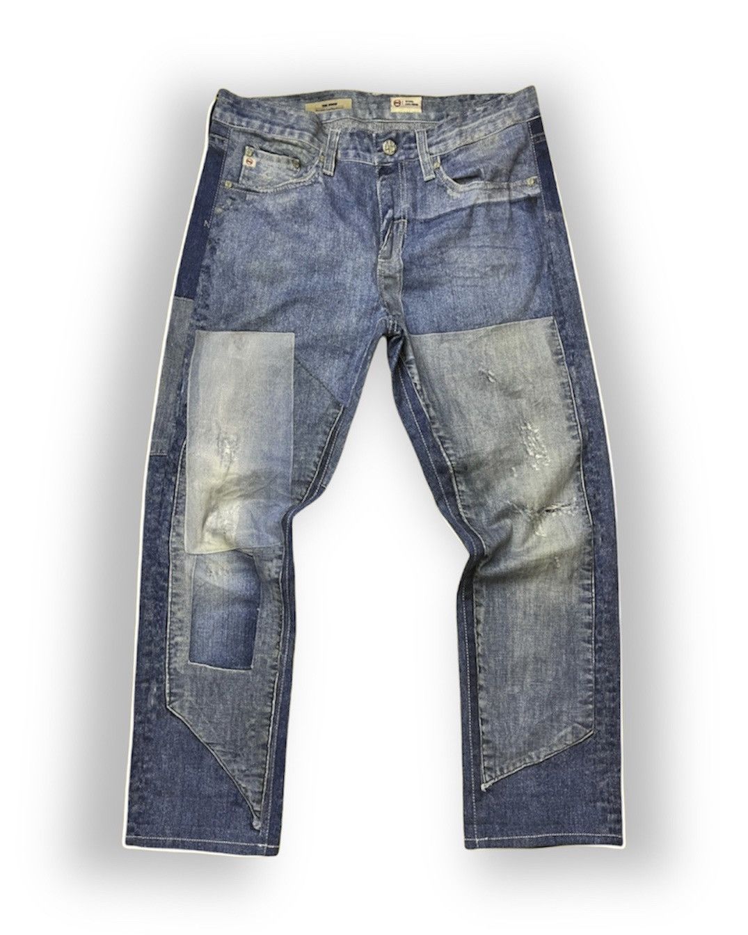 DISTRESSED PRINTED AG ADRIANO GOLDSCHMIED DENIM PANTS - 1