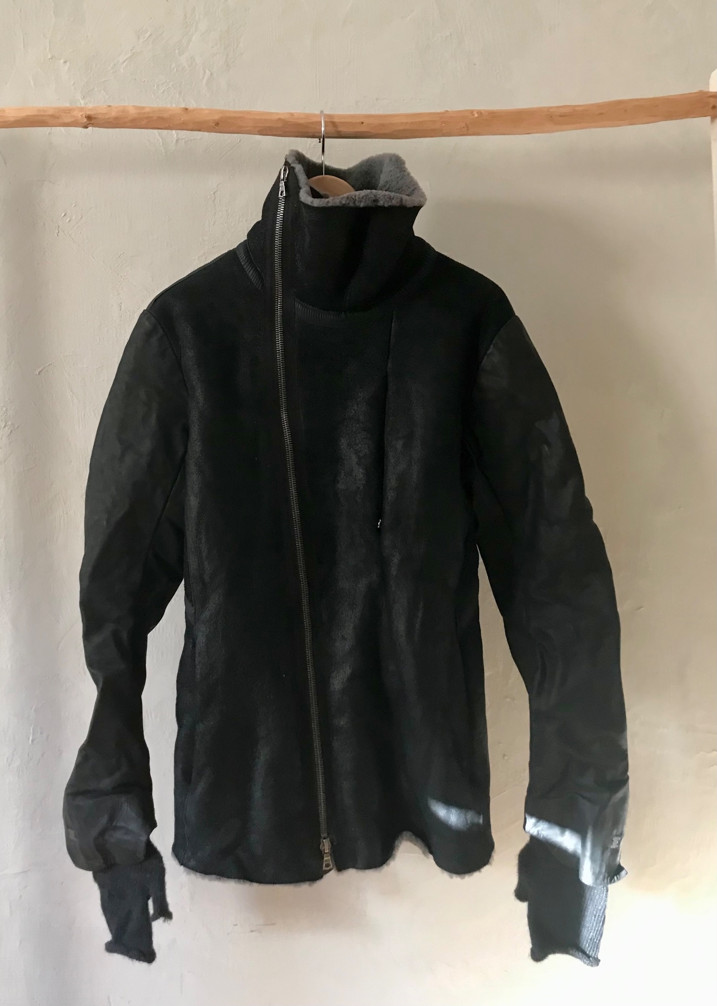 Isaac Sellam shearling, black leather jacket - 2