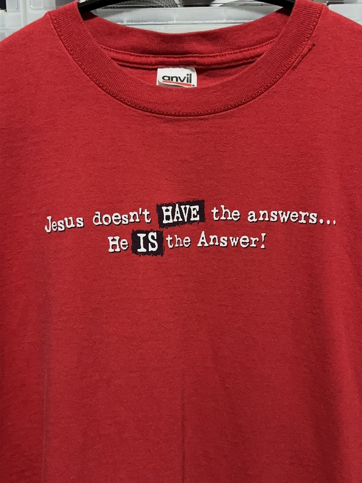 Vintage Y2K Jesus Is The Answer Graphic Jesus Tee Large - 3