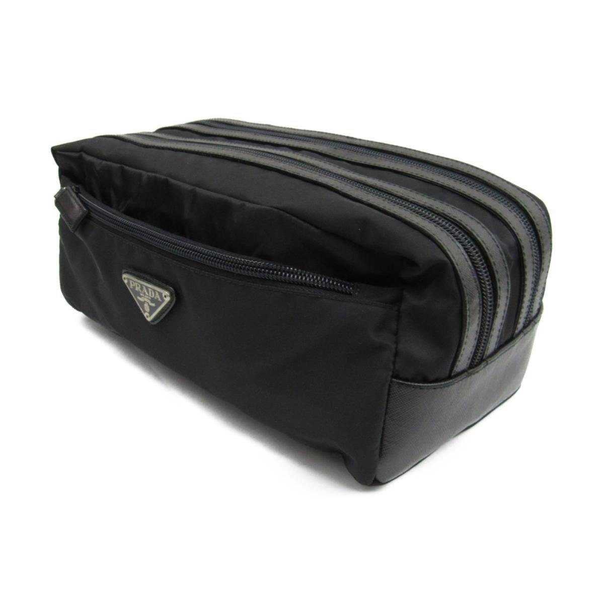 Authentic Prada Tessuto Nyalon Leather Toiletries Clutch Bag - 1