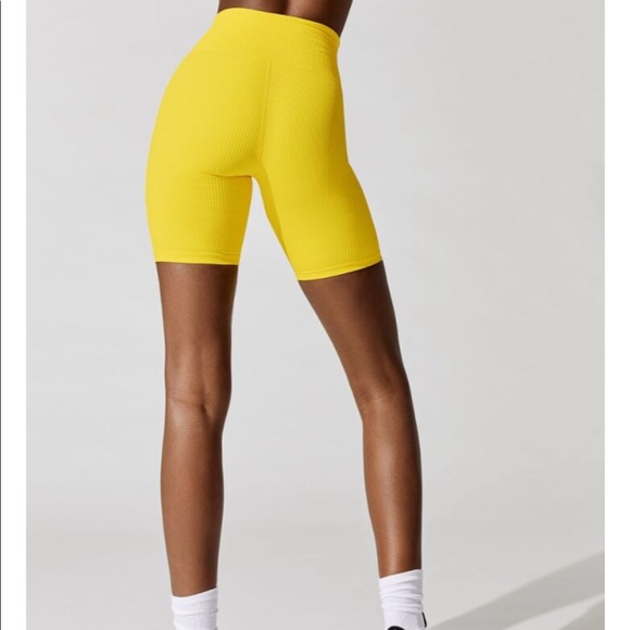 Year Of Ours Ribbed V Waist Biker Short in Yellow - 3