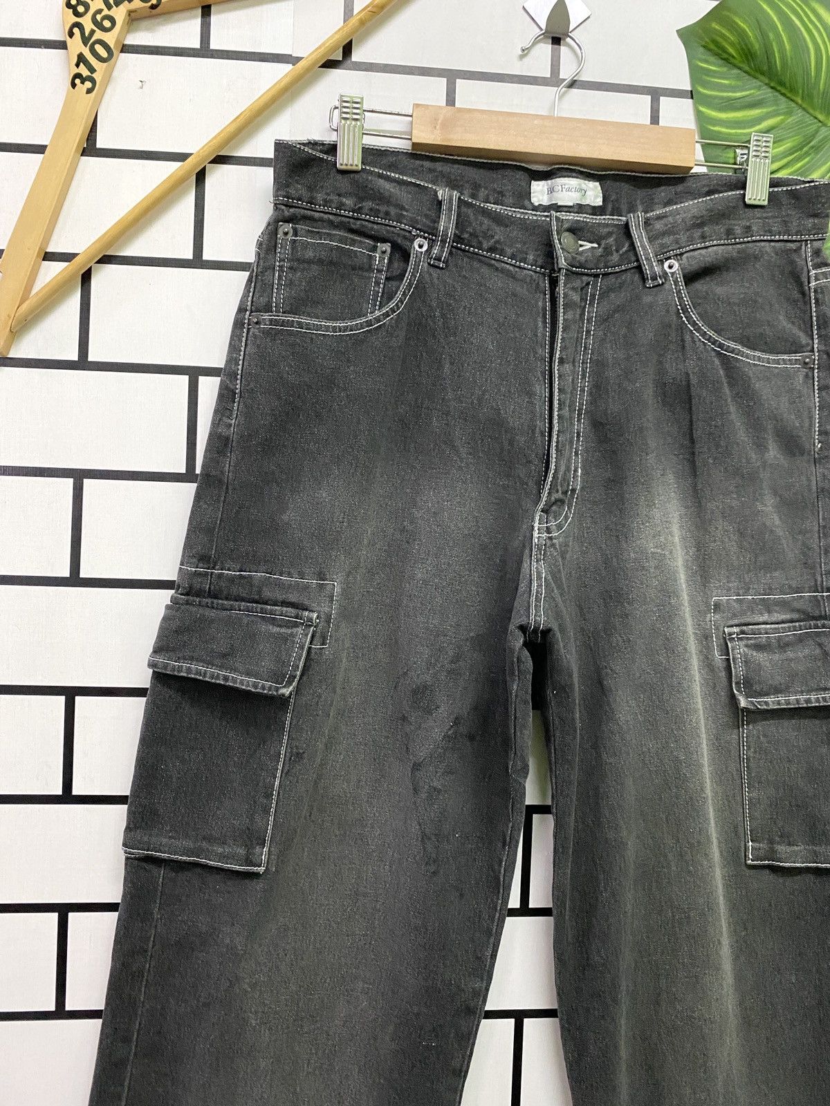 Japanese Brand - Japan Made BC Factory Black Faded Multipocket Cargo Denim - 5