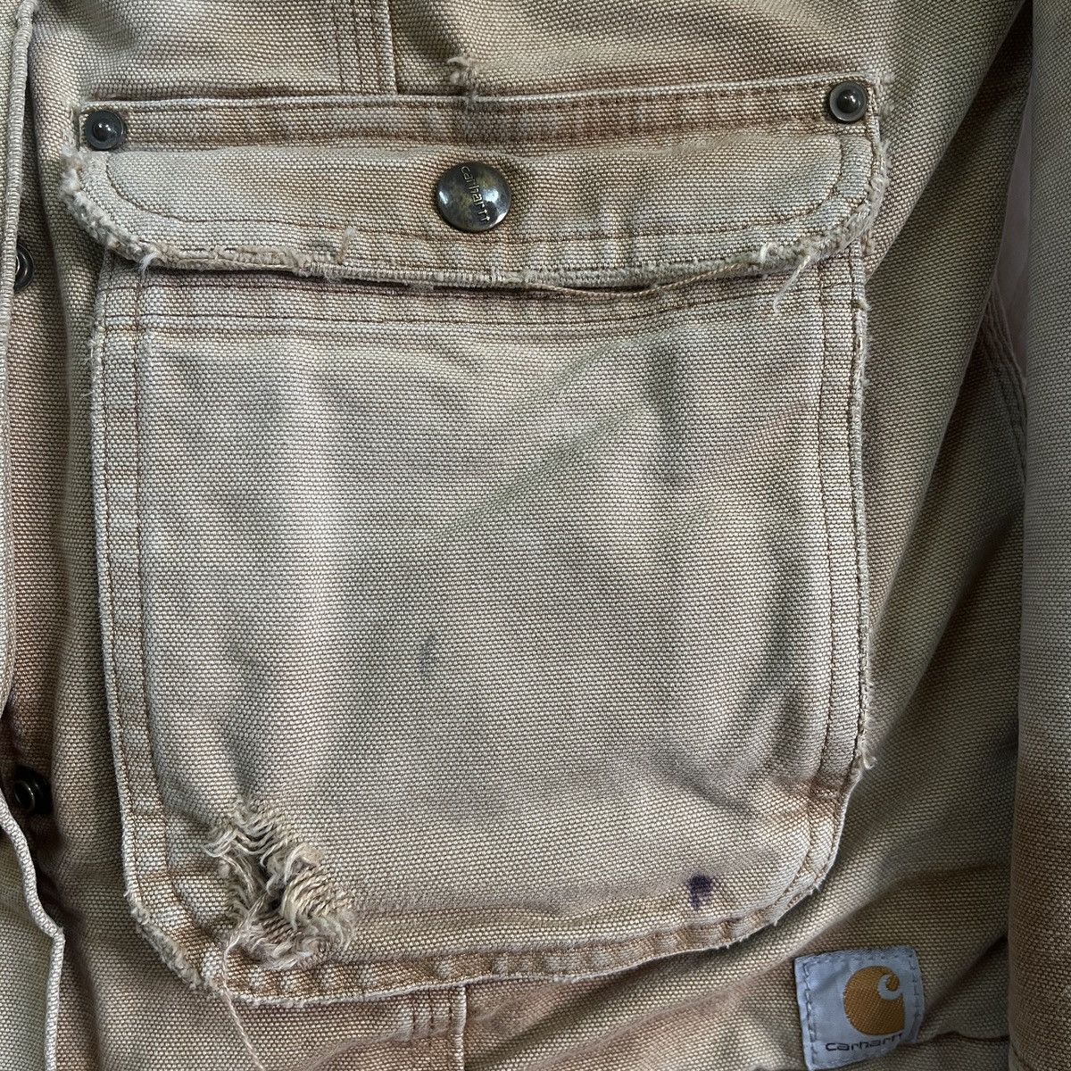 Vintage - Carhartt Blanket Jacket Distressed Workers Denim Jacket - 10