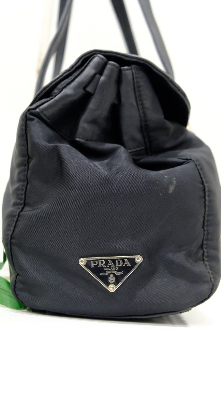 Authentic Black Prada handbag leather and nylon - 8