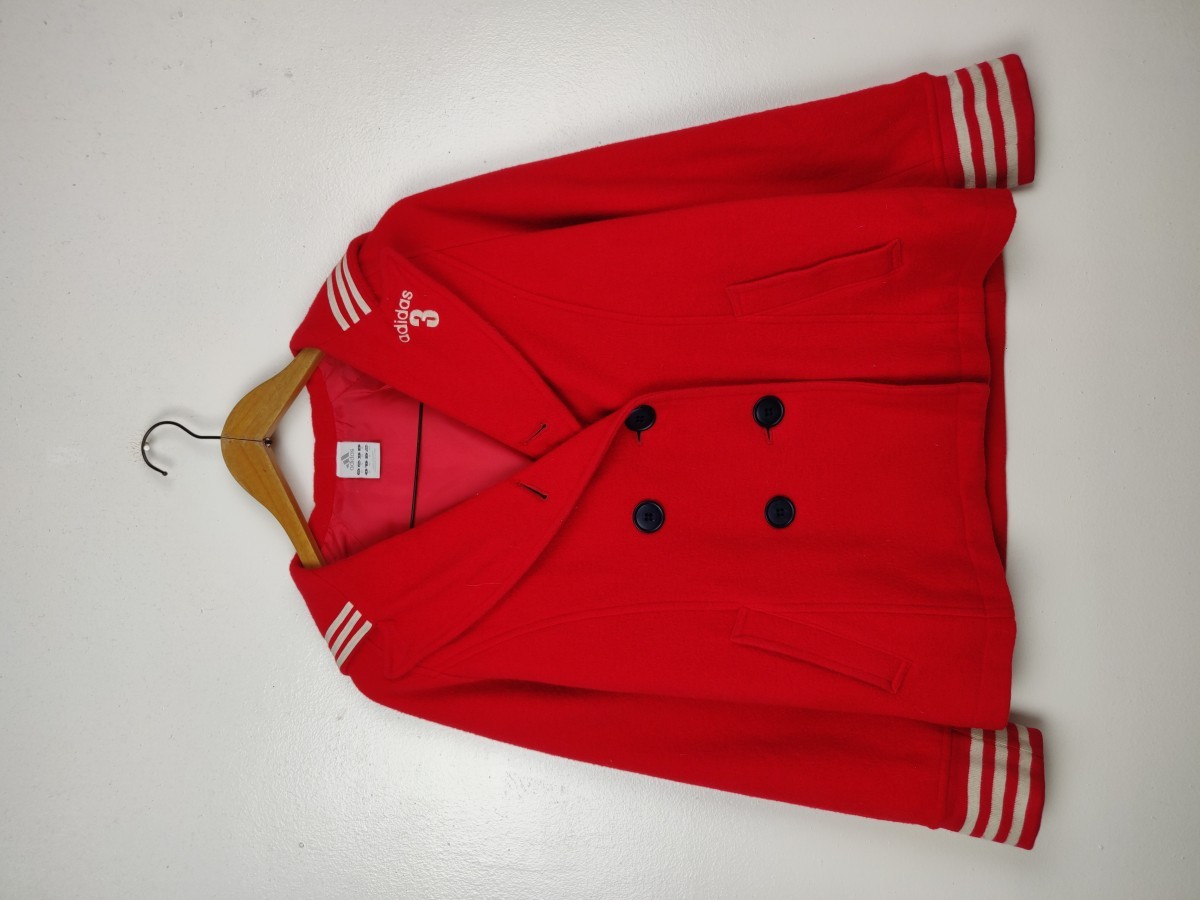 Red Wool Zipper Hoodie Sailor Style Coat Jacket - 2