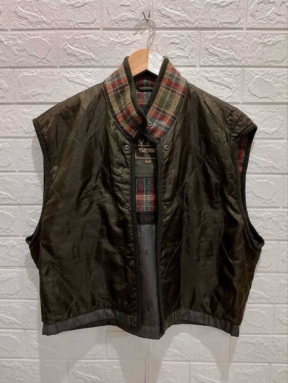 Vintage 90s VIP Playboy Checked Outdoor Vest Jacket - 2