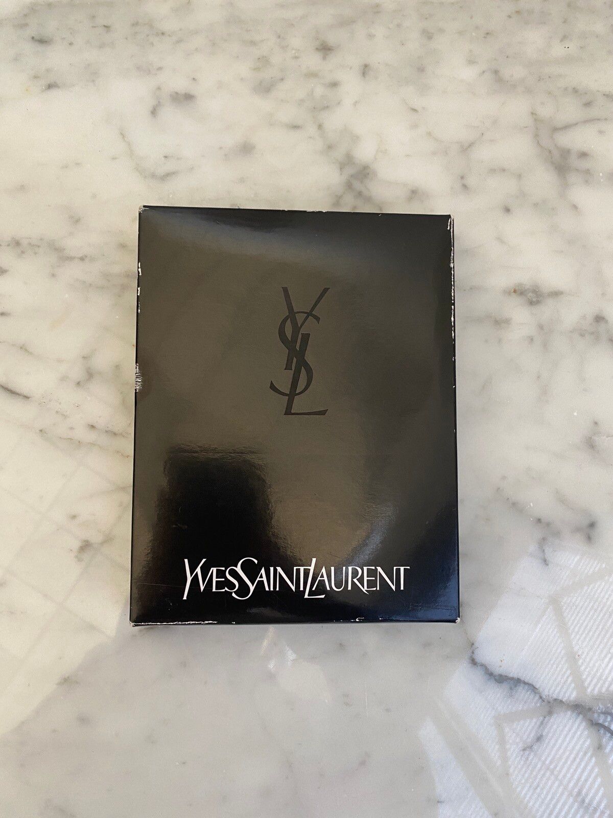 YSL Logo Pattern Hand Towel Blue NWT - 4