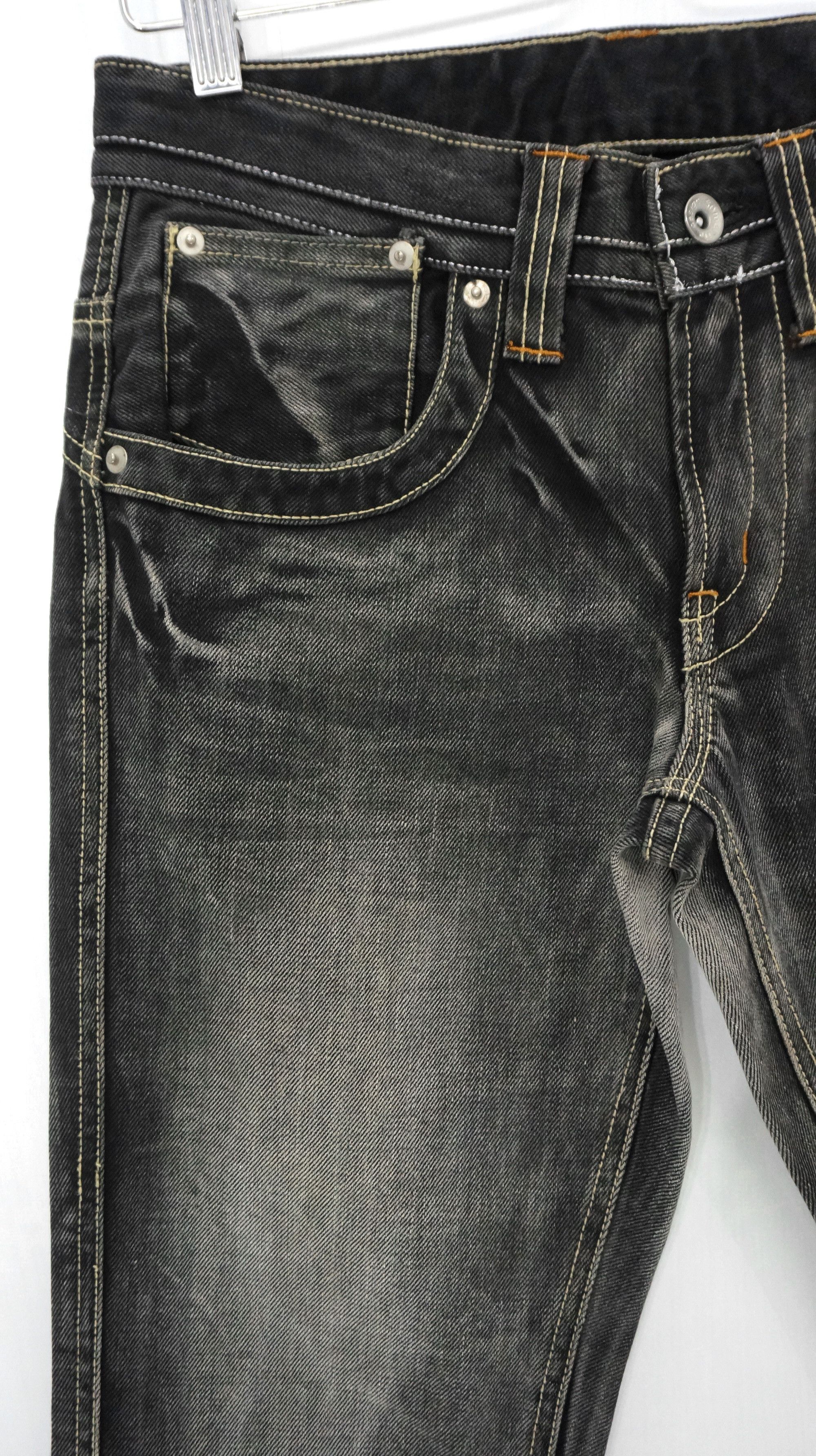 Flare 🔥 Semantic Design Vintage Faded Black Acid Wash Jeans - 5