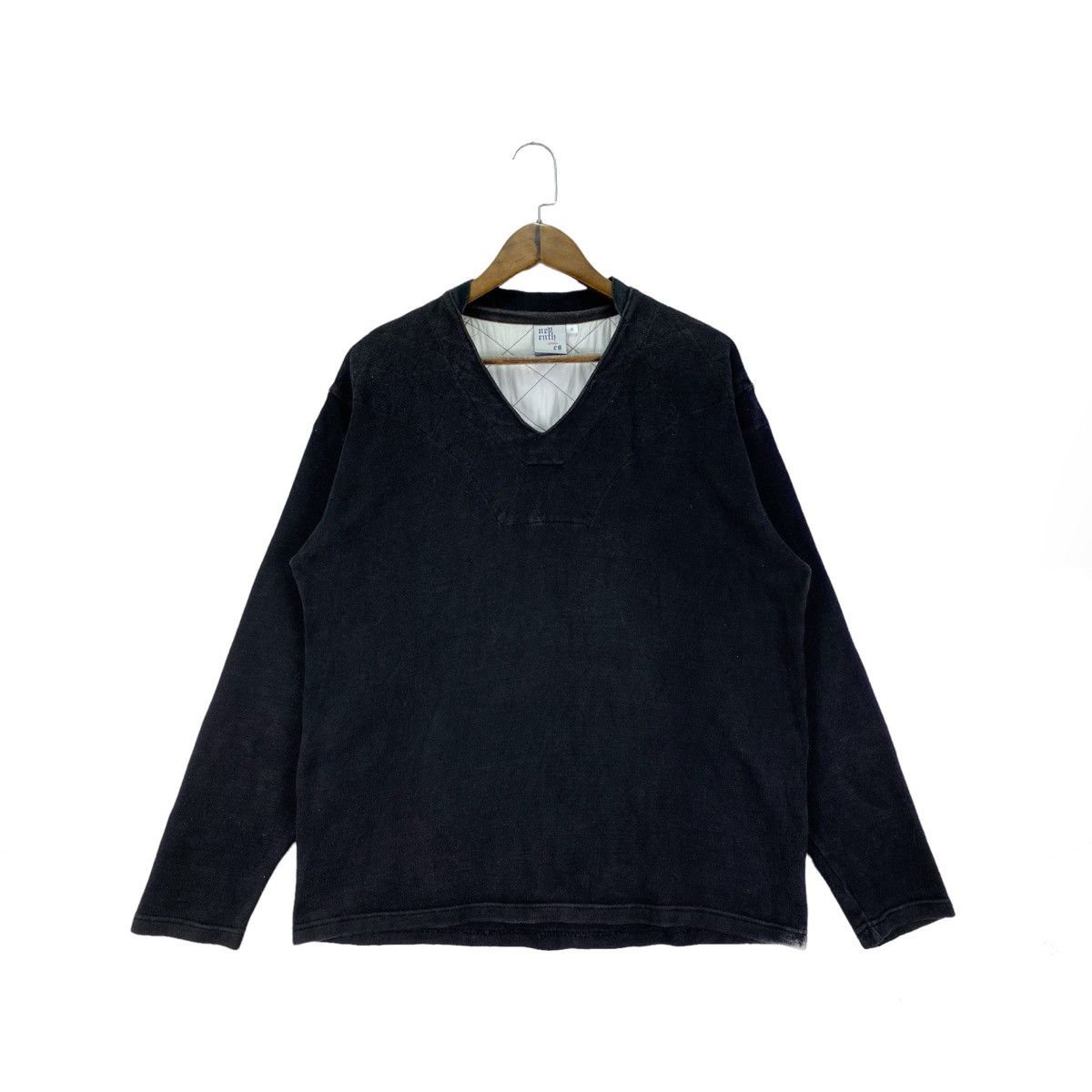 Nepenthes London Stonewash Black Vneck Long Sleeve - 1