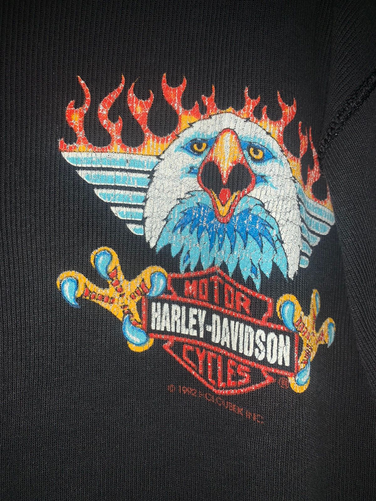 Vintage Harley Davidson Flames Long Sleeve Thermal - 6
