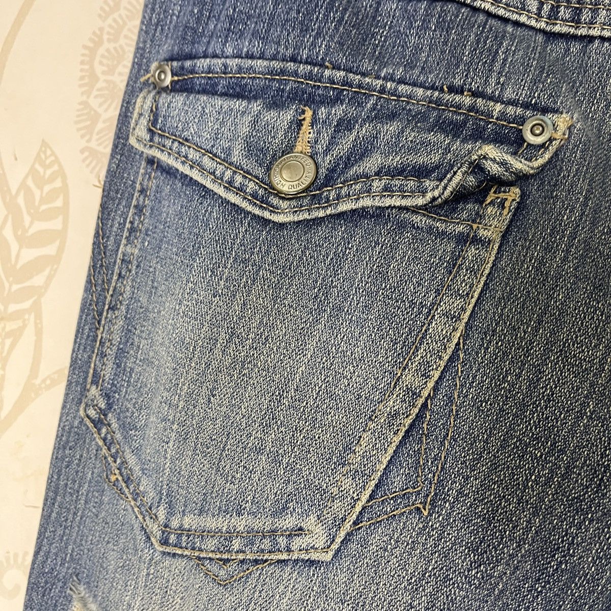 Ripped Three Stones Throw Denim Jeans Avant Garde Pockets - 18