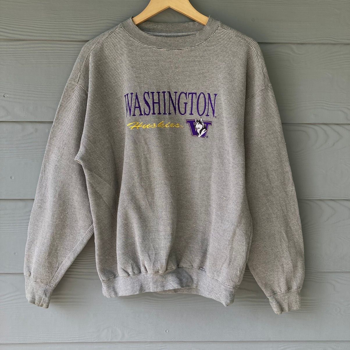 Vintage 90s Washington Huskies University Grey Sweatshirt - 1