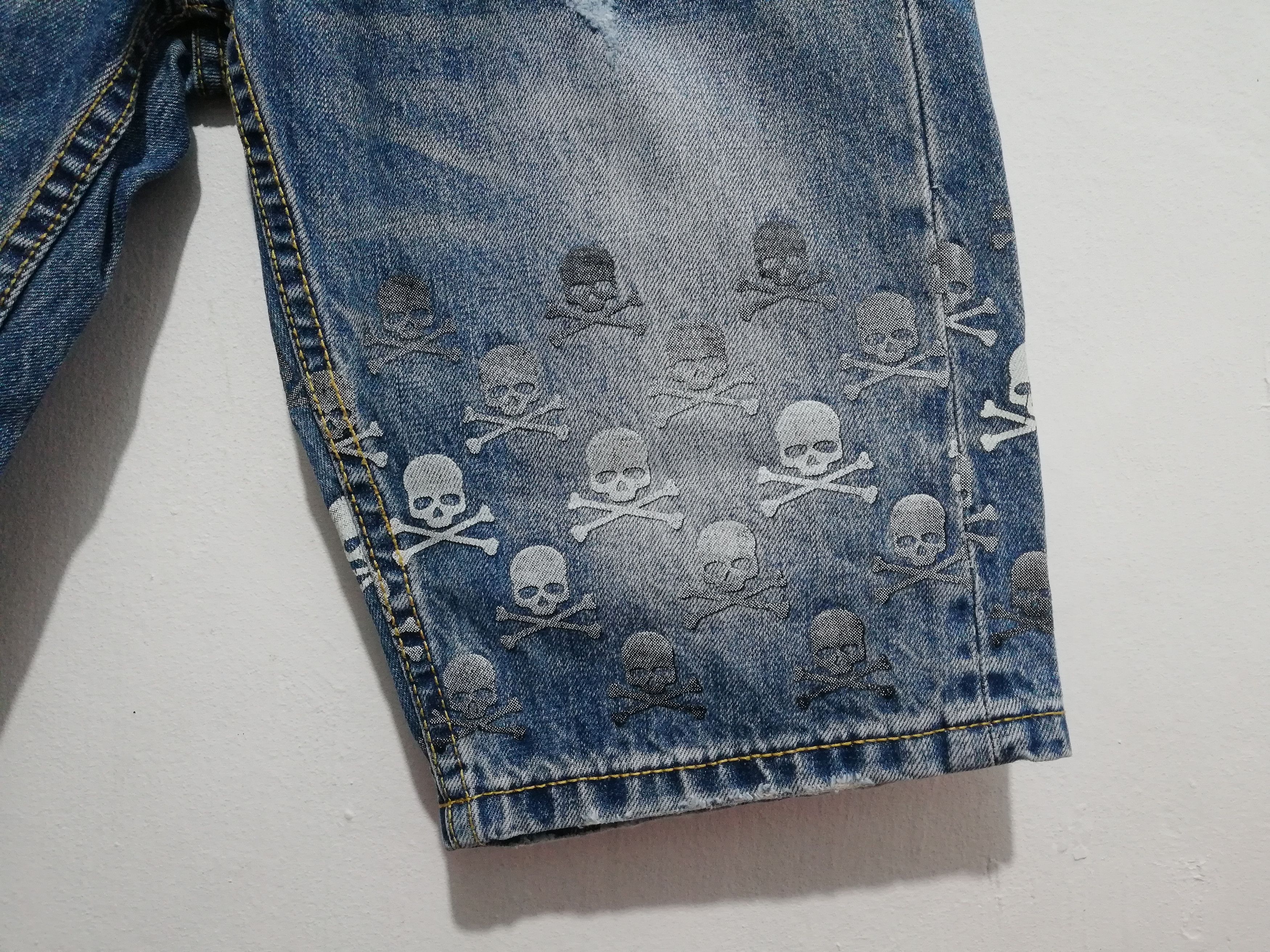 MMJ Skull Printed Denim Shorts - 3