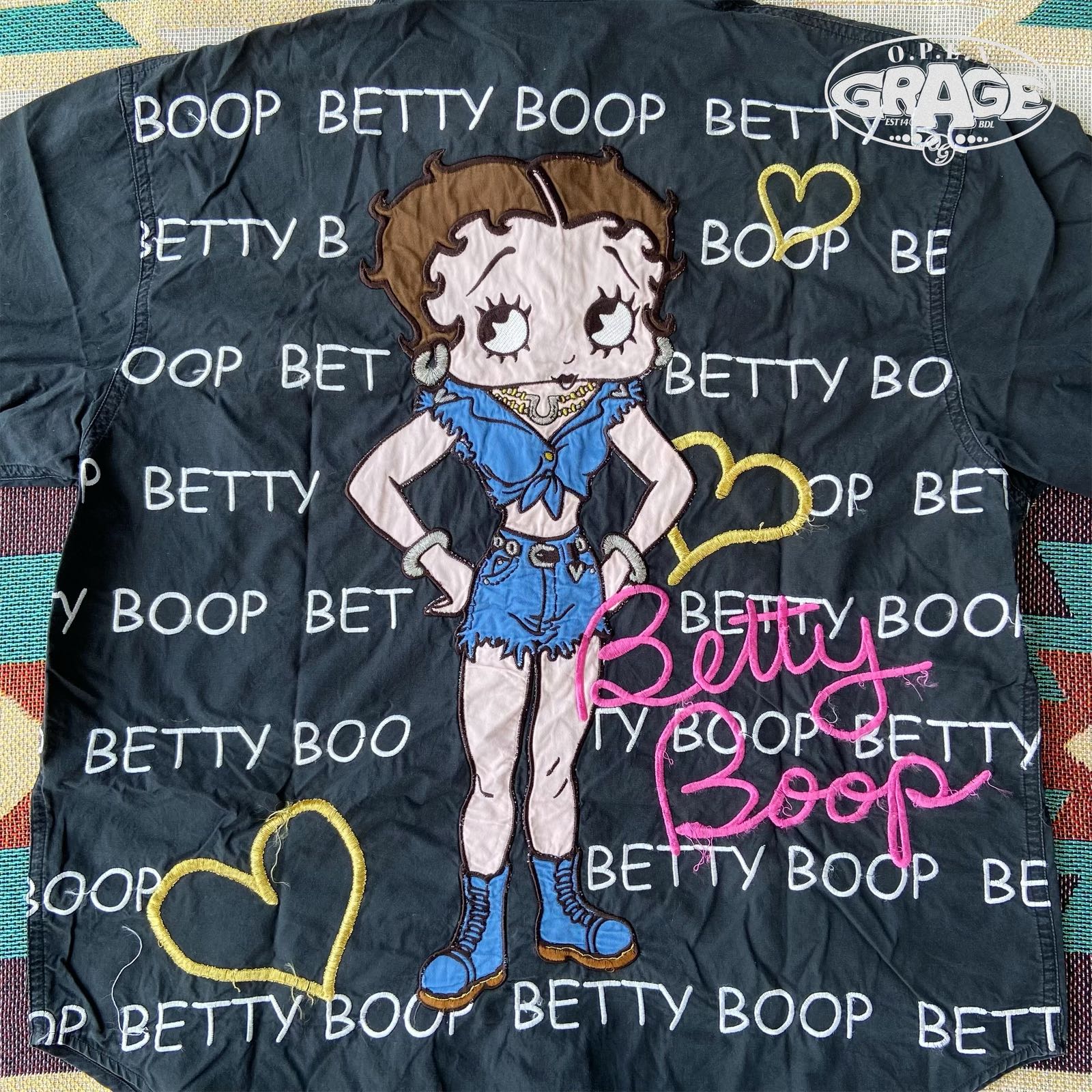 Vintage Work Shirt BETTY BOOP All Over Embroidery  - 2