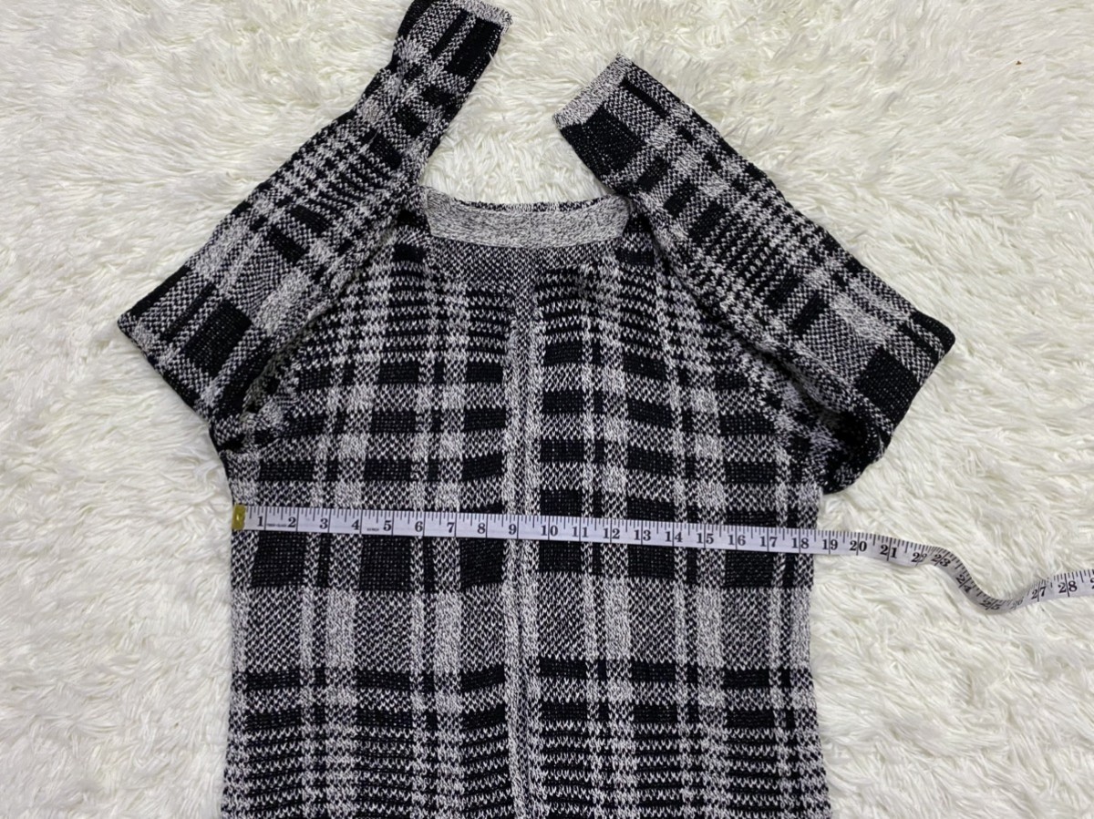 Cardigan - Plaid Checked Open Front Knitted - 12