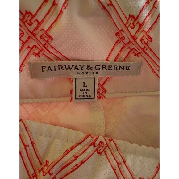 Fairway & Greene Savannah Ruffle Hem Skort L Orange White Print Golf - 5