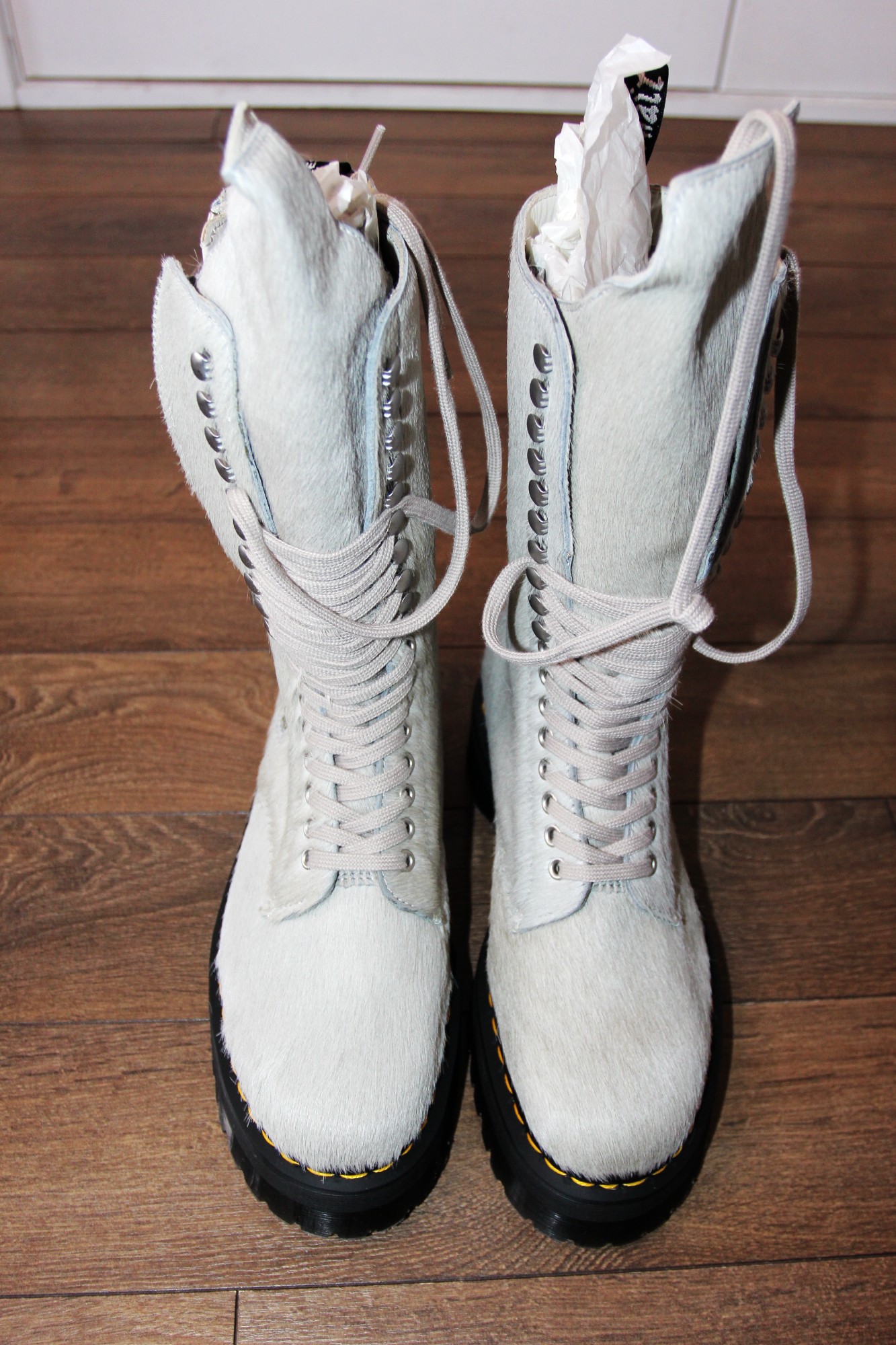 BNWT SS23 RICK OWENS x DR.MARTENS 1918 HAIR ON LUX BOOTS 41 - 3