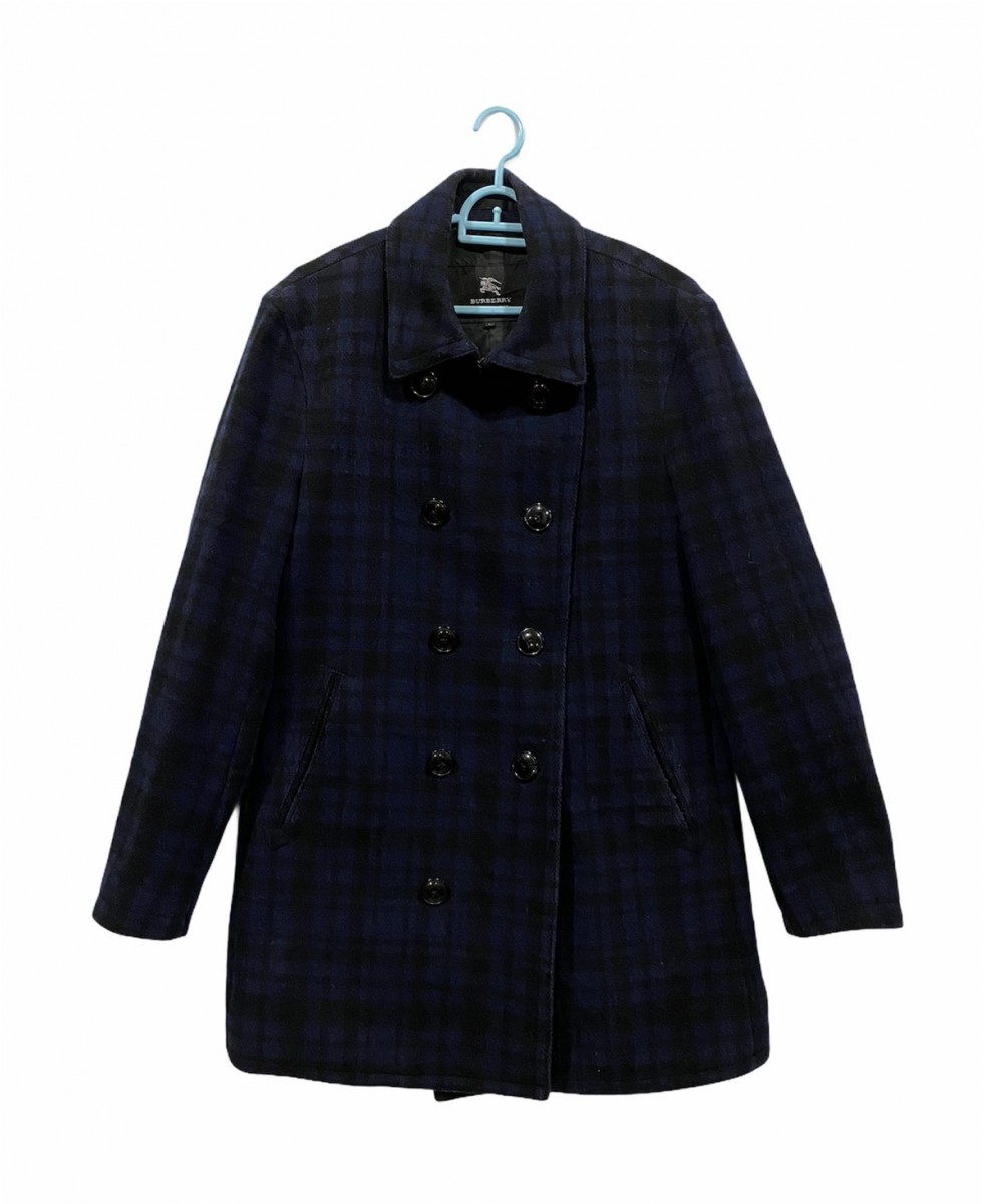 Burberry Black Label Double Breasted Checked Wool Coat Jacket - 4