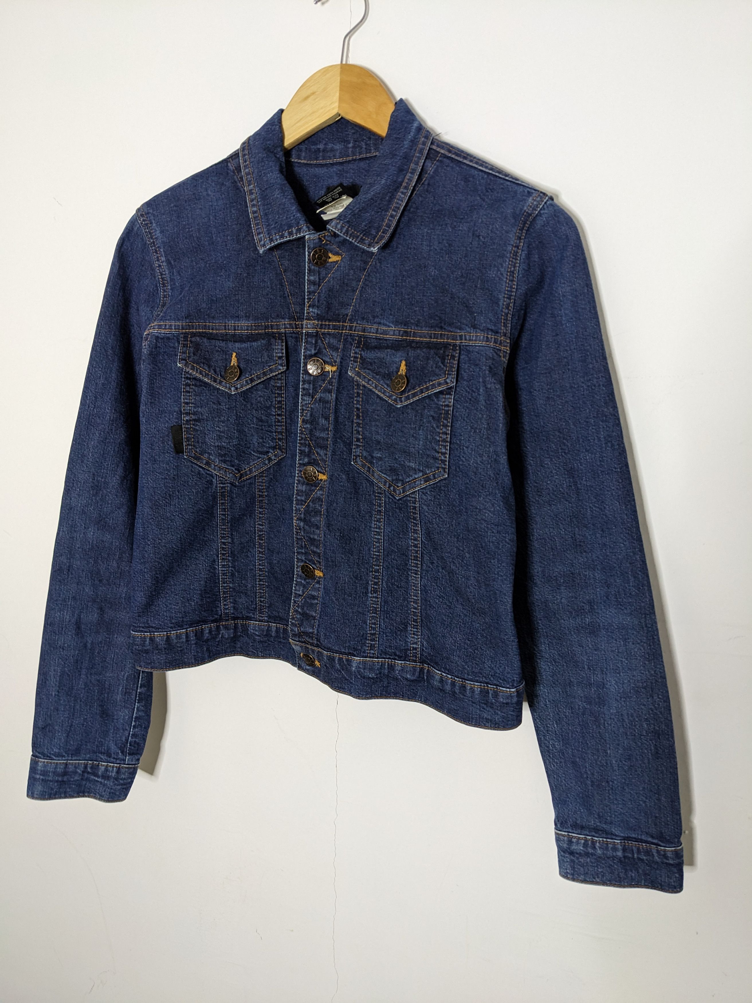 Anna Sui Designer Blue Denim Jacket Small Cropped Button Up - 2