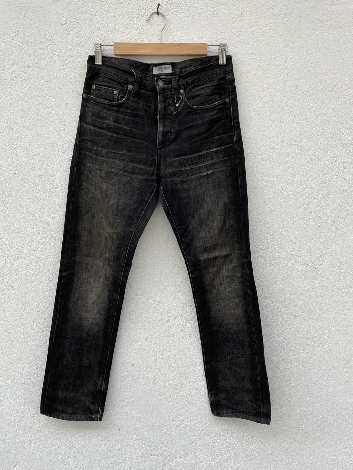 Japanese Brand - EDIFICE Distressed BLack Wash Denim Jeans - 1