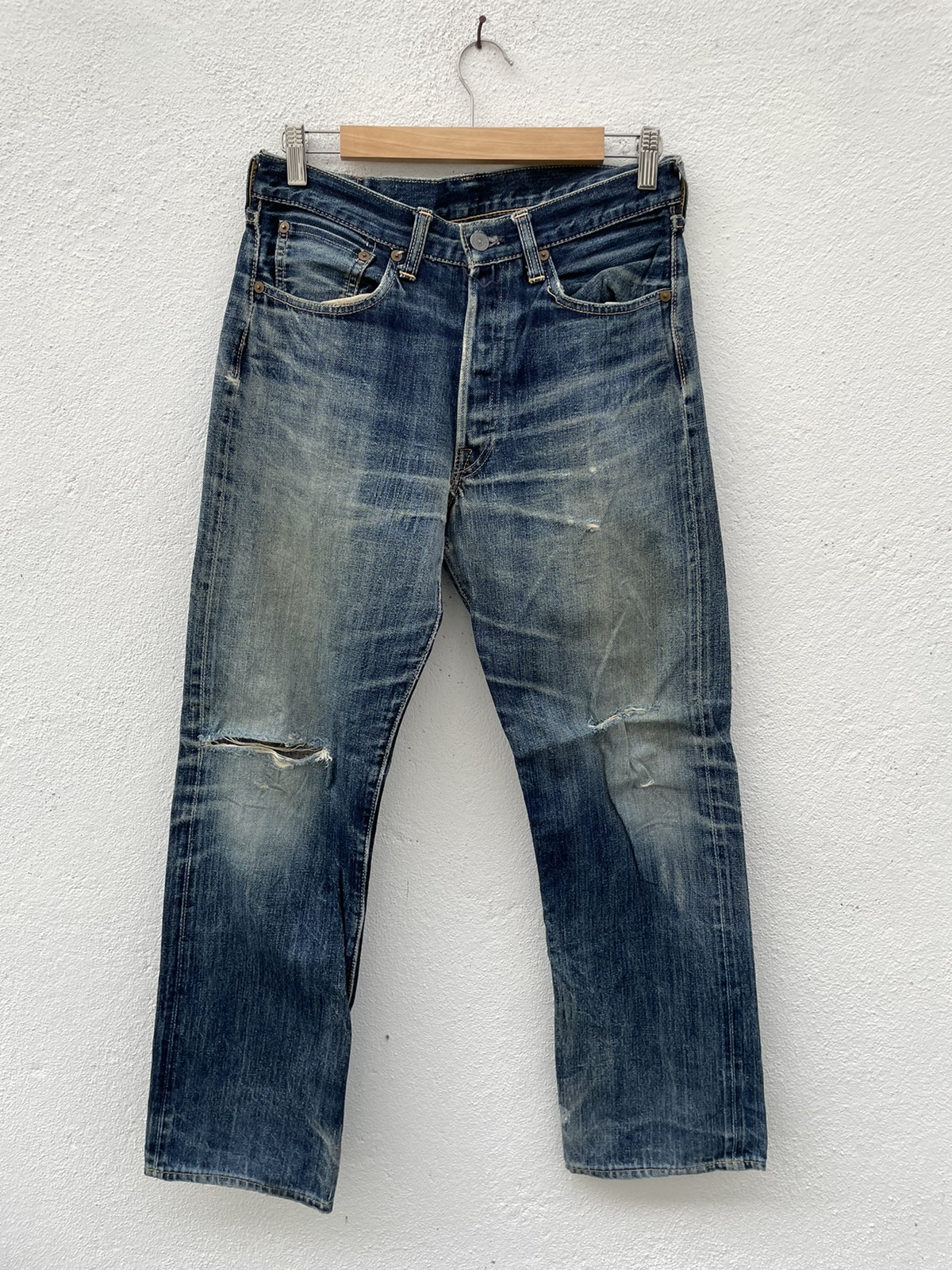 Vintage - Joe McCoy Distressed Rips Selvedge Denim Jeans - 1