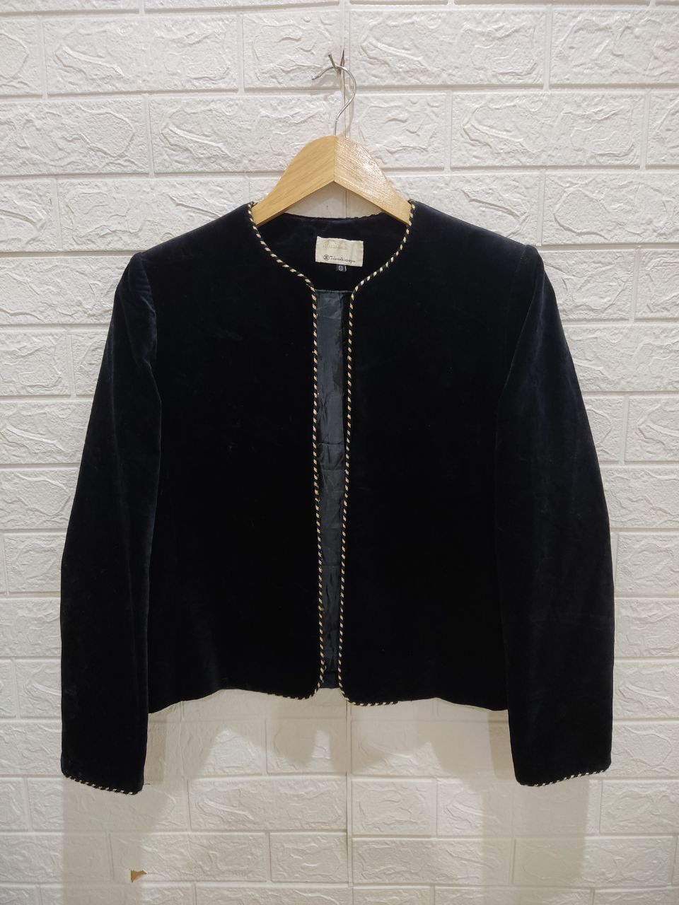 Archival Clothing - TAKASHIMAYA Japan Velvet Suede Crop Top Suit Coat Jacket - 2